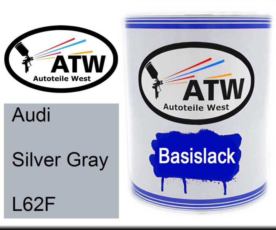 Audi, Silver Gray, L62F: 1L Lackdose, von ATW Autoteile West.